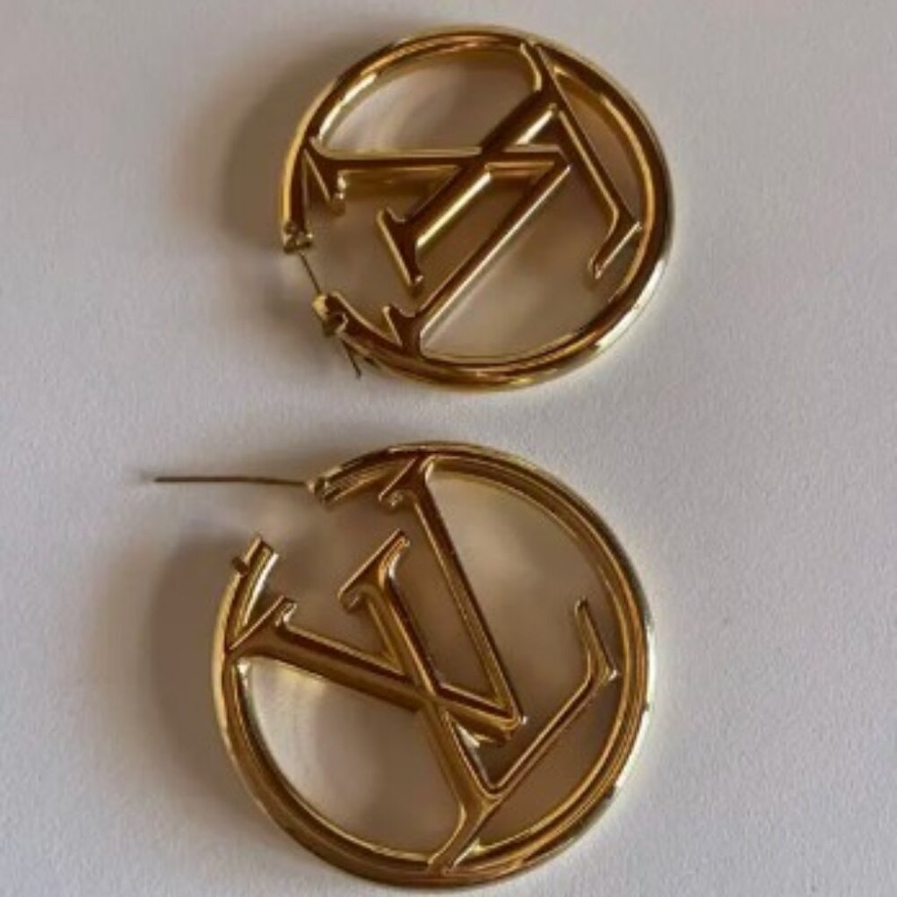 New LV Louise Hoop Earrings - Gold Finish - Includes Packaging
